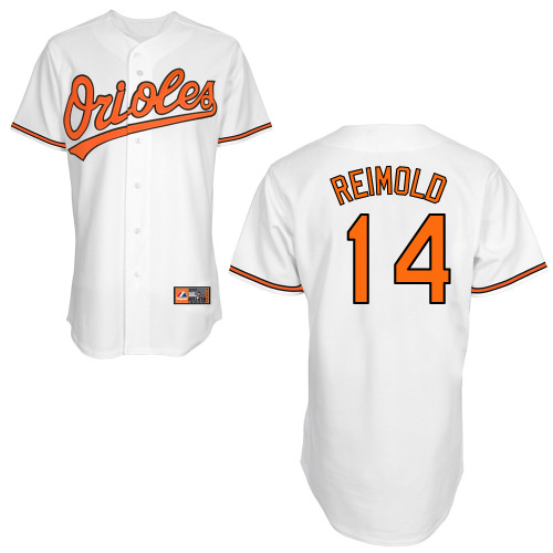 Nolan Reimold #14 MLB Jersey-Baltimore Orioles Men's Authentic Home White Cool Base Baseball Jersey